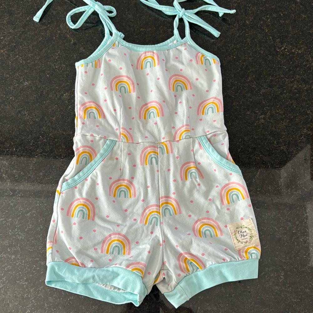 Olive Mae Rainbow Romper 4